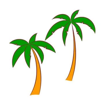 Two palm trees, the sketch simulates painting with a felt-tip pen. Stock Illustration