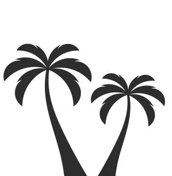 Two palm trees. Vector illustration. Stock Illustration