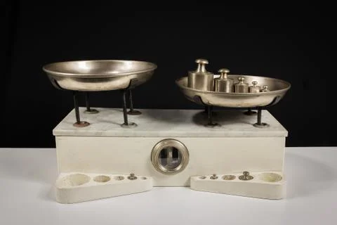 Two pan balance Stock Photos