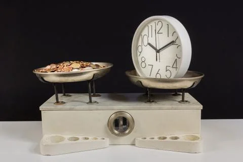 Two pan balance Stock Photos