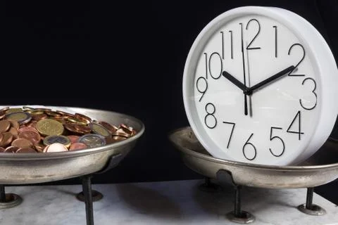 Two pan balance Stock Photos
