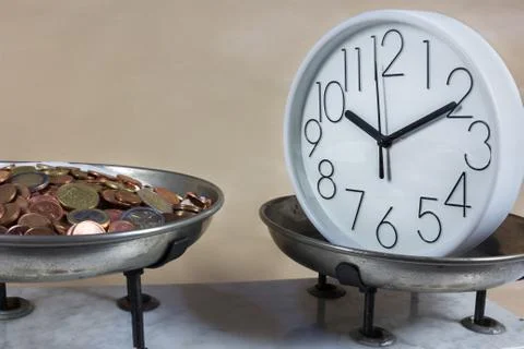 Two pan balance Stock Photos