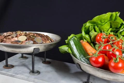 Two pan balance Stock Photos