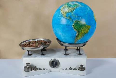 Two pan balance Stock Photos