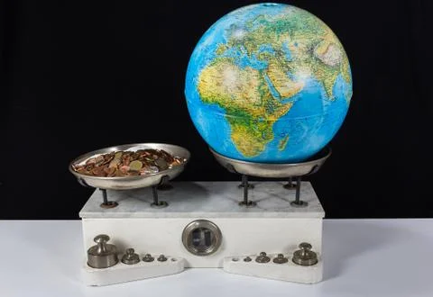 Two pan balance Stock Photos