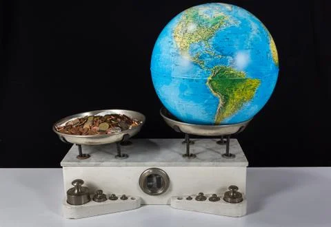 Two pan balance Stock Photos