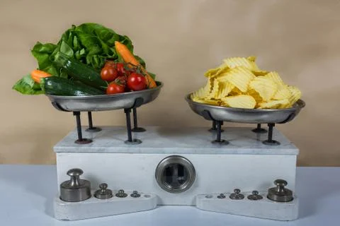 Two pan balance Stock Photos