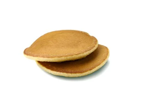 Two pancakes on white background Stock Photos