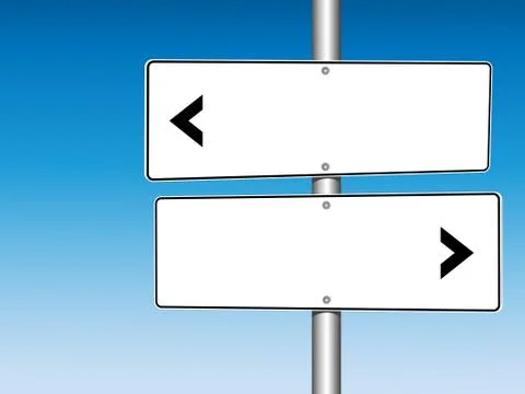 Two Panel White Directional Road Signs Stock Illustration