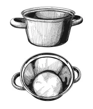 Two pans isolated on white background. Vector illustration. Stock Illustration