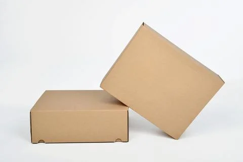 Two paper boxes on white background Stock Photos