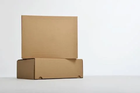 Two paper boxes on white background Stock Photos