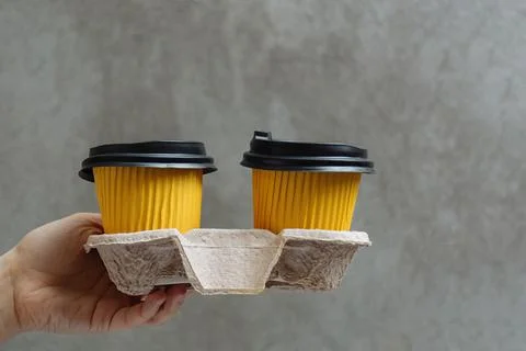 Two paper cups with tea Stock Photos