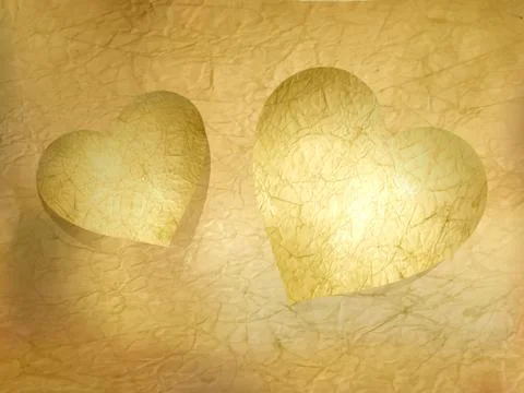 Two paper hearts over sheet. EPS 10 Ilustração Stock