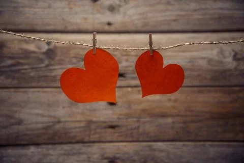 Two paper hearts Stock Photos