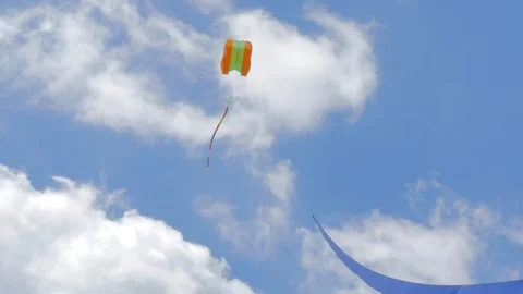 Two Paper Kites in the Air Stock Footage 127386056