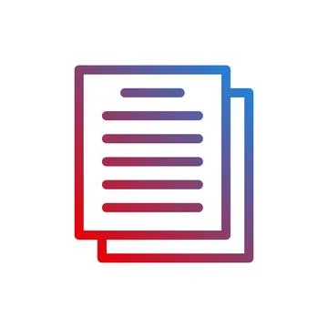 Two paper sheets with text in outline style icon 스톡 일러스트