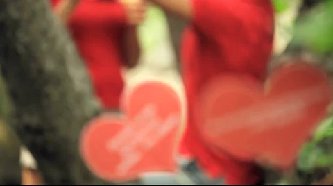 Two Papers Hearts With Love Text Video stock 52340451