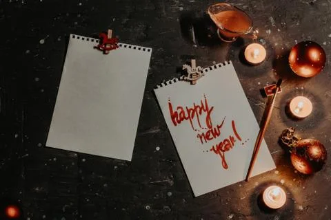 Two papers with place for New Year wishes Stock Photos