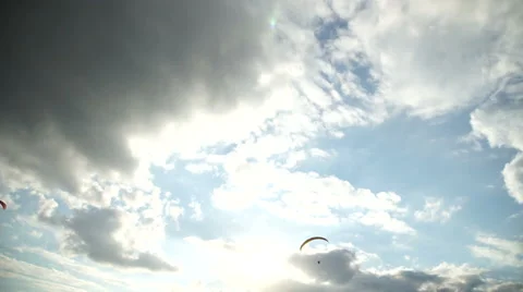 Two parachutes in the sky Video stock 55302815