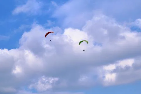 Two Paragliders in the clouds Stock Photos