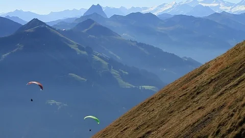 Two paragliders showing up simultaneously Stock-Footage 77731879