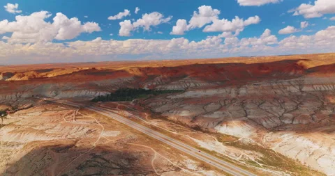 Two parallel highways going in the desert and through the mountain. Stock Footage 219597659