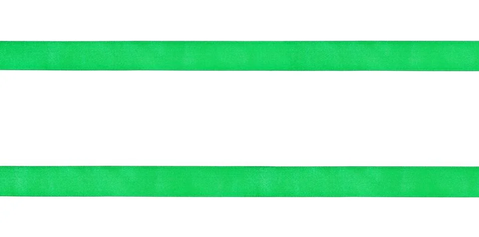 Two parallel horizontal satin ribbons isolated 库存照片