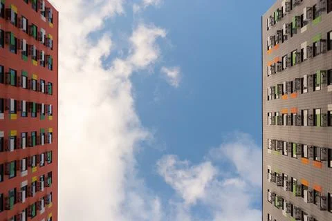 Two parallel houses with sky Stock Photos
