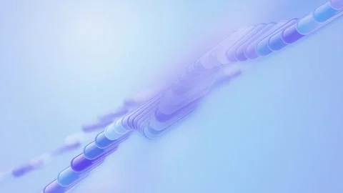 Two parallel undulating lines of capsule-like elements flow dynamically Stock Footage 340831711