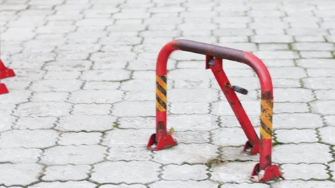 Two parking lock red color, parking barrier, Stock Footage 167243139