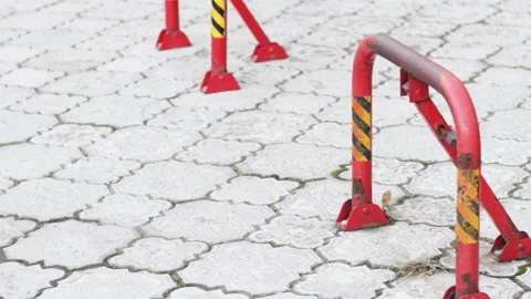 Two parking lock red color, parking barrier, Vídeo Stock 167243248