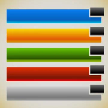 Two part banners, buttons with intersecting rectangles. 5 colors. Ilustración de archivo