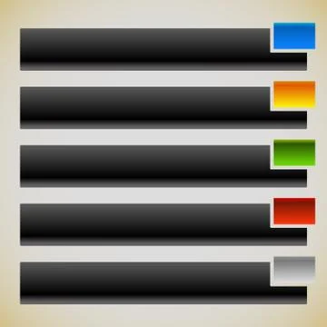 Two part banners, buttons with intersecting rectangles. 5 colors. Ilustración de archivo