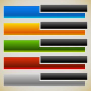 Two part banners, buttons with intersecting rectangles. 5 colors. Ilustración de archivo