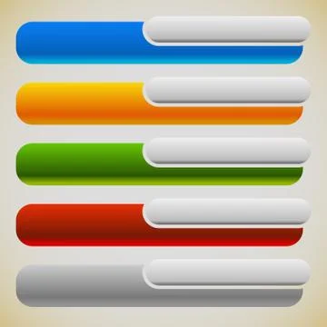 Two part banners, buttons with intersecting rectangles. 5 colors. Ilustración de archivo