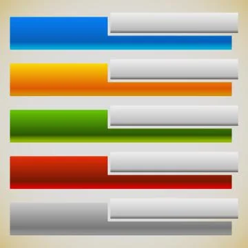 Two part banners, buttons with intersecting rectangles. 5 colors. Stock-Illustration