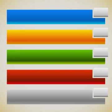 Two part banners, buttons with intersecting rectangles. 5 colors. Ilustración de archivo