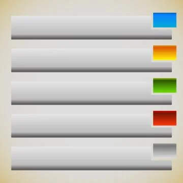 Two part banners, buttons with intersecting rectangles. 5 colors. Ilustración de archivo