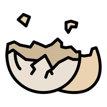 Two part crack eggshell icon color outline vector Stock Illustration