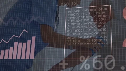 Two partners placing hands on tablet, updating data dashboard for analyzing with Stock Footage 334883820