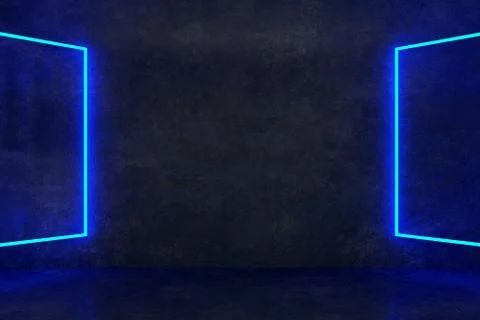 Two parts blue neon frames Stock Illustration