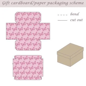 Two parts printable packaging and wrapping scheme box for gifts and events Stock Illustration