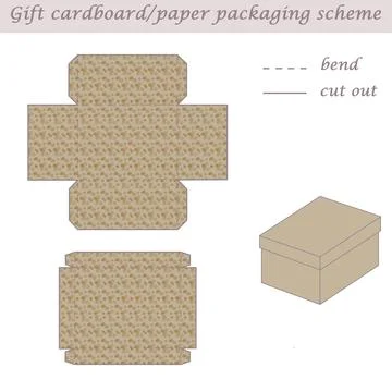 Two parts printable packaging and wrapping scheme box for gifts and events Stock Illustration