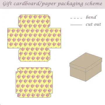 Two parts printable packaging and wrapping scheme box for gifts and events Stock Illustration