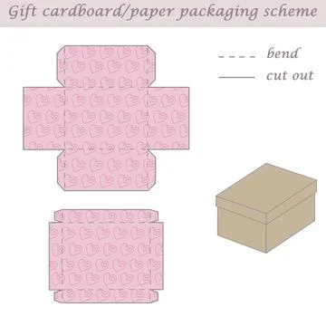 Two parts printable packaging and wrapping scheme box for gifts and events Stock Illustration