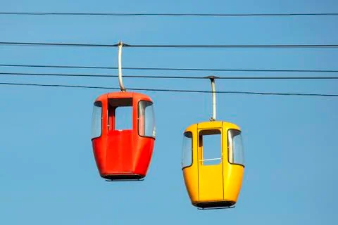 Two passenger cabins on the cable car Foto stock