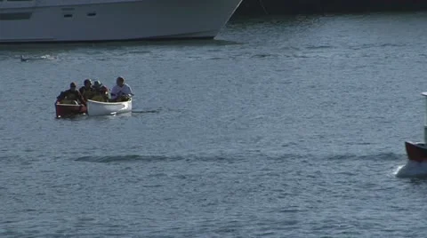 Two Passenger Ferries Pass By Canoes Stockbeeldmateriaal 11061037