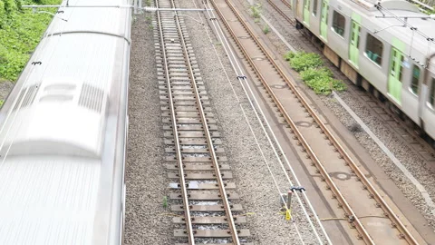 Two Passenger train passing . Stock Footage 245277118