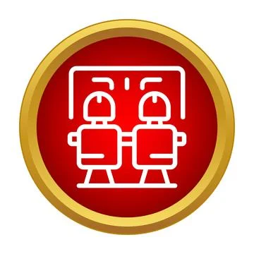 Two passengers sitting inside aircraft cabin icon Stock Illustration